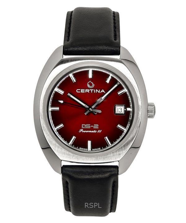 Certina DS-2 가죽 스트랩 레드 다이얼 오토매틱 다이버 C024.407.17.421.00 200M 남성용 시계