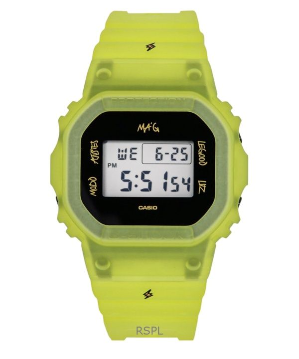 카시오 G-Shock 디지털 J Balvin 레진 스트랩 쿼츠 DWE-5600JB-1A9 200M 남성용 시계