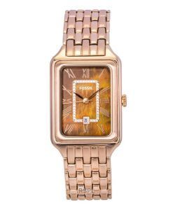 Fossil Raquel 로즈 골드 톤 스테인리스 스틸 브라운 마더 오브 펄 다이얼 쿼츠 ES5323 여성용 시계