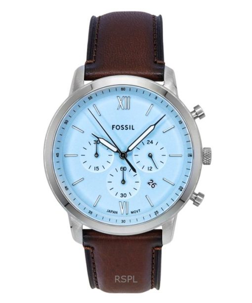 Fossil Neutra 크로노그래프 가죽 스트랩 블루 선레이 다이얼 쿼츠 FS6109 남성용 시계
