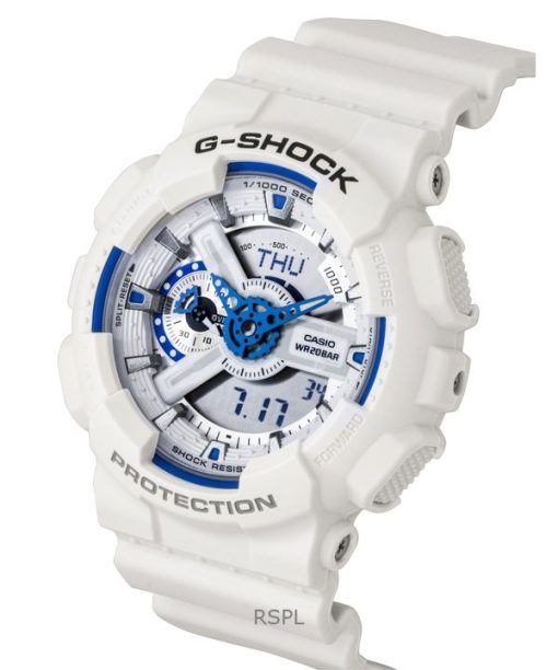 카시오 G-Shock 아날로그 디지털 레진 스트랩 화이트 다이얼 쿼츠 GA-110HDS-7A 200M 남성용 시계