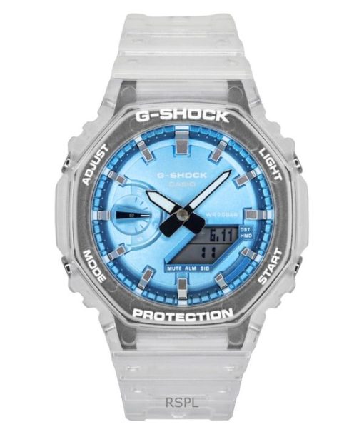 카시오 G-Shock 아날로그 디지털 레진 스트랩 블루 다이얼 쿼츠 GA-2100BM-7A2 200M 유니섹스 시계