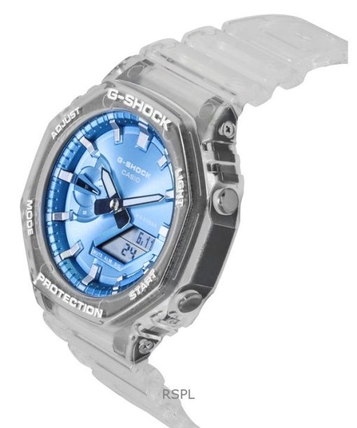 카시오 G-Shock 아날로그 디지털 레진 스트랩 블루 다이얼 쿼츠 GA-2100BM-7A2 200M 유니섹스 시계