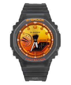 카시오 G-Shock 아날로그 디지털 레진 스트랩 오렌지 다이얼 쿼츠 GA-2100FLS-8A4 200M 남성용 시계
