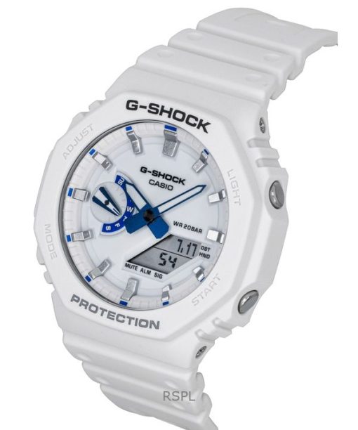 카시오 G-Shock 아날로그 디지털 레진 스트랩 화이트 다이얼 쿼츠 GA-2100HDS-7A 200M 남성용 시계