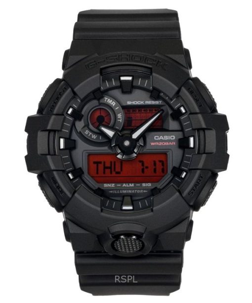 카시오 G-Shock 아날로그 디지털 레진 스트랩 블랙 다이얼 쿼츠 GA-700BBR-1A 200M 남성용 시계