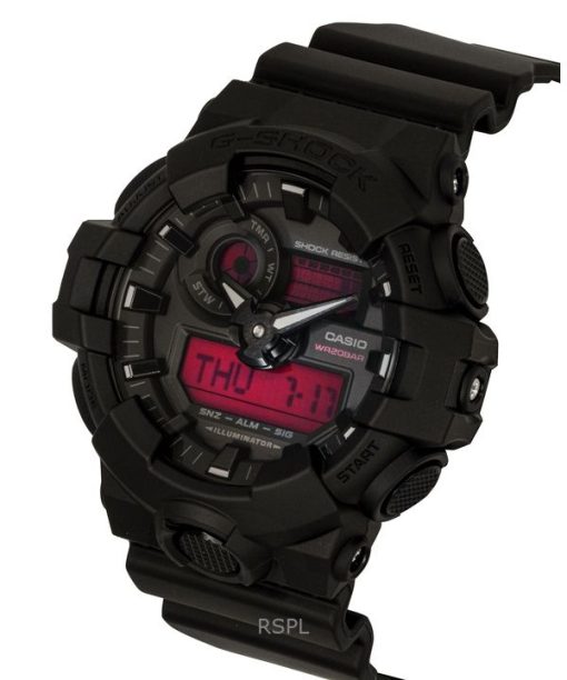 카시오 G-Shock 아날로그 디지털 레진 스트랩 블랙 다이얼 쿼츠 GA-700BBR-1A 200M 남성용 시계