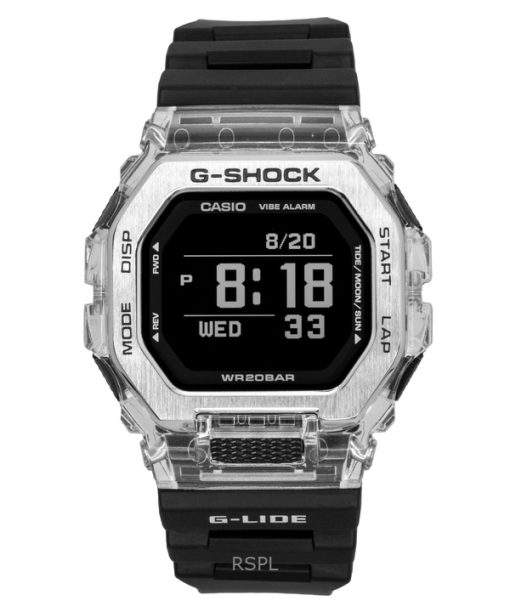 카시오 G-Shock G-Lide 디지털 스마트폰 링크 레진 스트랩 쿼츠 GBX-100S-1 200M 유니섹스 시계