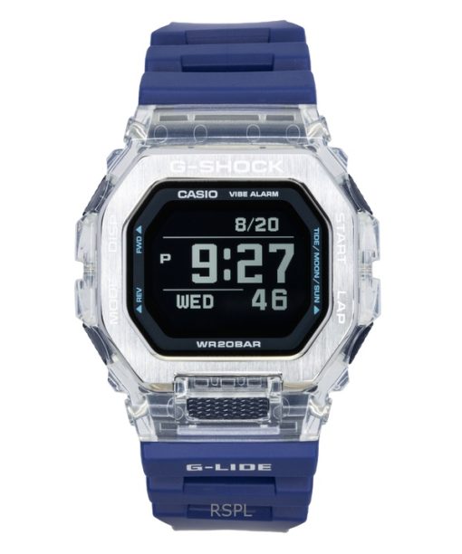 카시오 G-Shock G-Lide 디지털 스마트폰 링크 블루 레진 스트랩 쿼츠 GBX-100S-2 200M 유니섹스 시계