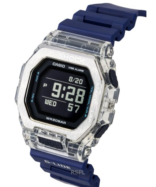 카시오 G-Shock G-Lide 디지털 스마트폰 링크 블루 레진 스트랩 쿼츠 GBX-100S-2 200M 유니섹스 시계