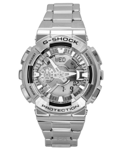 카시오 G-Shock 아날로그 디지털 스테인리스 스틸 그레이 다이얼 쿼츠 GM-110D-8A 200M 남성용 시계