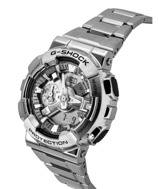 카시오 G-Shock 아날로그 디지털 스테인리스 스틸 그레이 다이얼 쿼츠 GM-110D-8A 200M 남성용 시계