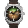 Fossil Minecraft Grass Block 크로노그래프 한정판 가죽 스트랩 브라운 다이얼 쿼츠 LE1206 남성용 시계