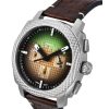 Fossil Minecraft Grass Block 크로노그래프 한정판 가죽 스트랩 브라운 다이얼 쿼츠 LE1206 남성용 시계