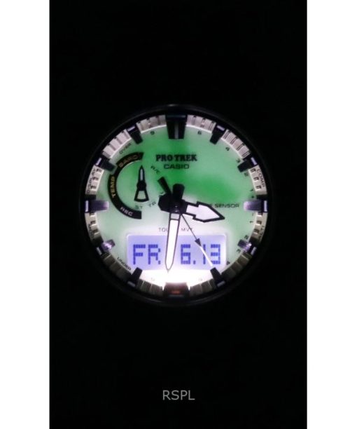 카시오 프로트렉 아날로그 디지털 바이오 기반 레진 스트랩 화이트 다이얼 솔라 PRW-61LD-3 100M 남성용 시계