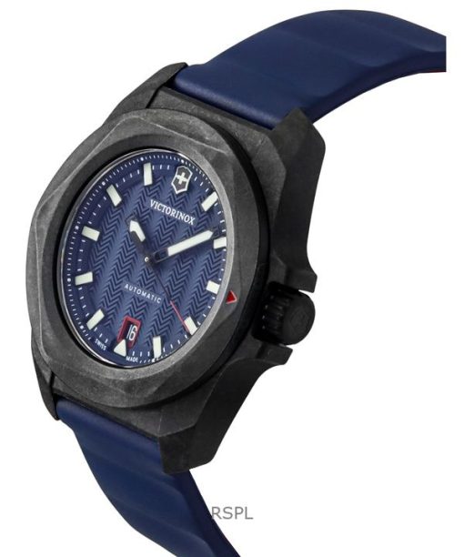 Victorinox INOX 러버 스트랩 블루 다이얼 오토매틱 다이버 242022-1 200M 남성용 시계 (선물 세트 포함)