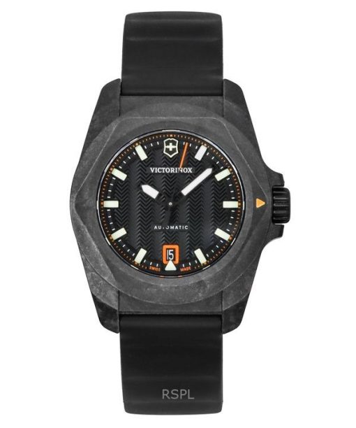 Victorinox INOX 러버 스트랩 블랙 다이얼 오토매틱 다이버 242023-1 200M 남성용 시계 (선물 세트 포함)