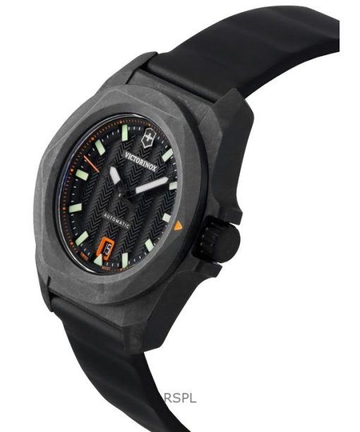 Victorinox INOX 러버 스트랩 블랙 다이얼 오토매틱 다이버 242023-1 200M 남성용 시계 (선물 세트 포함)