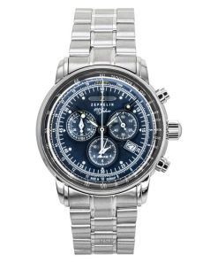 Zeppelin 100 Jahre 크로노그래프 스테인레스 스틸 블루 다이얼 쿼츠 7680MB3 남성용 시계