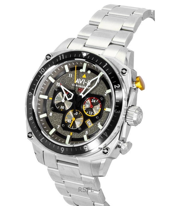 AVI-8 호커 헌터 아틀라스 듀얼 타임 크로노그래프 스테인리스 스틸 섀도우 그레이 다이얼 쿼츠 AV-4100-33 남성용 시계 3 AVI-8 호커 헌터 아틀라스 듀얼 타임 크로노그래프 스테인리스 스틸 섀도우 그레이 다이얼 쿼츠 AV-4100-33 남성용 시계