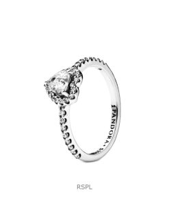 판도라 엘리베이티드 하트 링 (투명 큐빅 지르코니아) P-198421C01-54 (여성용)