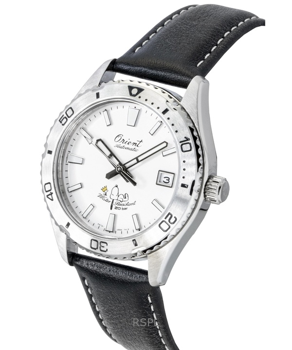 오리엔트 마코 40 피너츠 한정판 가죽 스트랩 화이트 다이얼 오토매틱 다이버 RA-AC0Q08S 200M 남성용 시계 3 오리엔트 마코 40 피너츠 한정판 가죽 스트랩 화이트 다이얼 오토매틱 다이버 RA-AC0Q08S 200M 남성용 시계