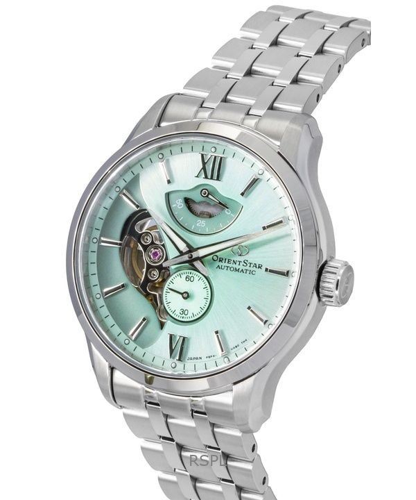 오리엔트 스타 컨템포러리 한정판 오픈 하트 민트 그린 오토매틱 RE-AV0B11E 100M 남성용 시계 3 오리엔트 스타 컨템포러리 한정판 오픈 하트 민트 그린 오토매틱 RE-AV0B11E 100M 남성용 시계