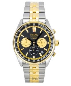 세이코 컨셉추얼 크로노그래프 투톤 스테인리스 스틸 블랙 다이얼 쿼츠 SSB430P1 100M 남성용 시계