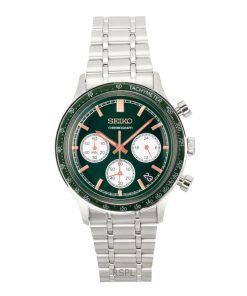 세이코 크로노그래프 스테인리스 스틸 그린 다이얼 쿼츠 SSB481P1 남성용 시계