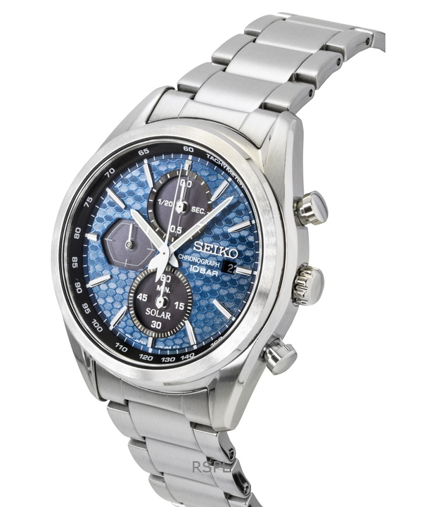 세이코 크로노그래프 스테인리스 스틸 블루 다이얼 솔라 SSC801P1 100M 남성용 시계 3 세이코 크로노그래프 스테인리스 스틸 블루 다이얼 솔라 SSC801P1 100M 남성용 시계