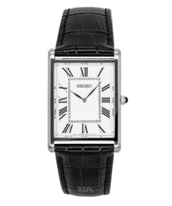 세이코 컨셉추얼 가죽 스트랩 화이트 다이얼 쿼츠 SWR103P1 남성용 시계