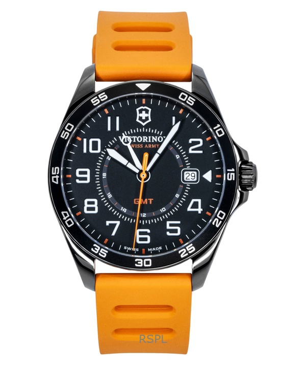 빅토리녹스 필드포스 GMT 러버 스트랩 매트 블랙 다이얼 쿼츠 241897 100M 남성용 시계